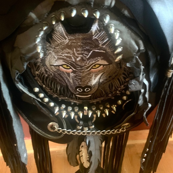 Wolf leather bag/travel case OOAK - Picture 2 of 5